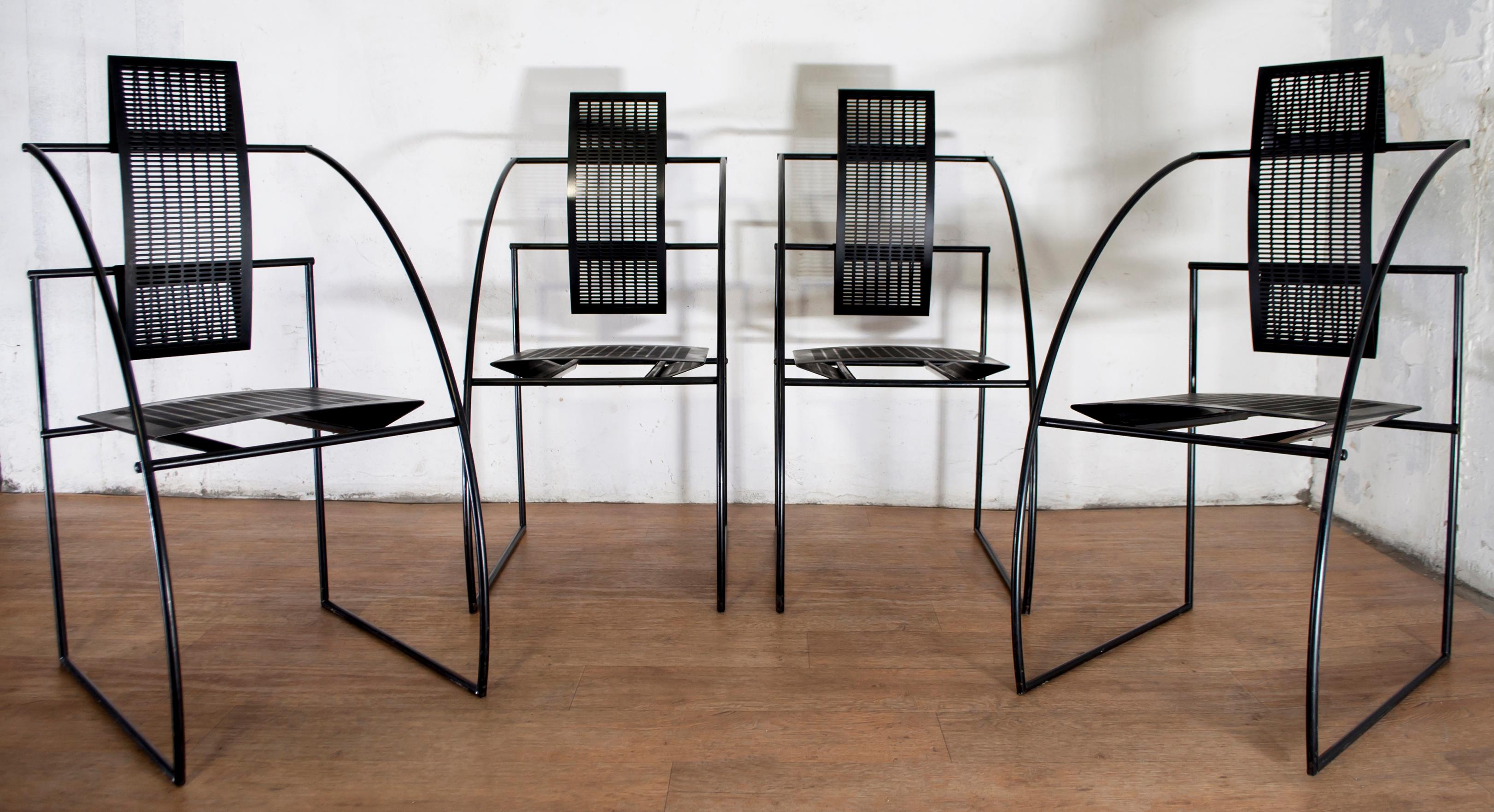 These four chairs were designed by the Italian architect Mario Botta. The Quinta chair is built with a steel rod frame, and seat and back in bent perforated sheet metal.

Mario Botta
He was born in Mendrisio in 1943. He graduated from the