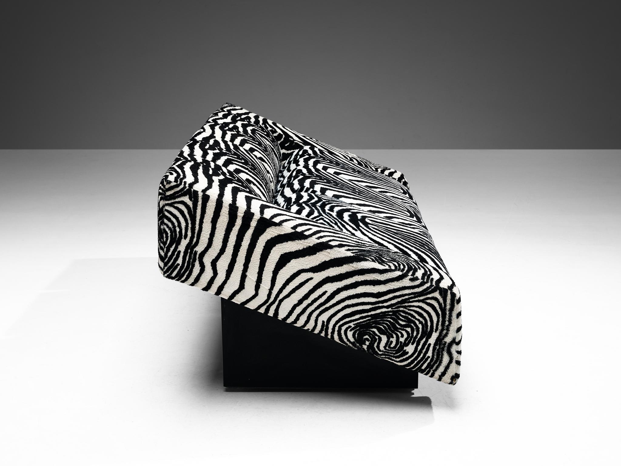 Post-Modern Mario Botta for Alias 'Obliqua' Sofa in Zebra Print Upholstery For Sale