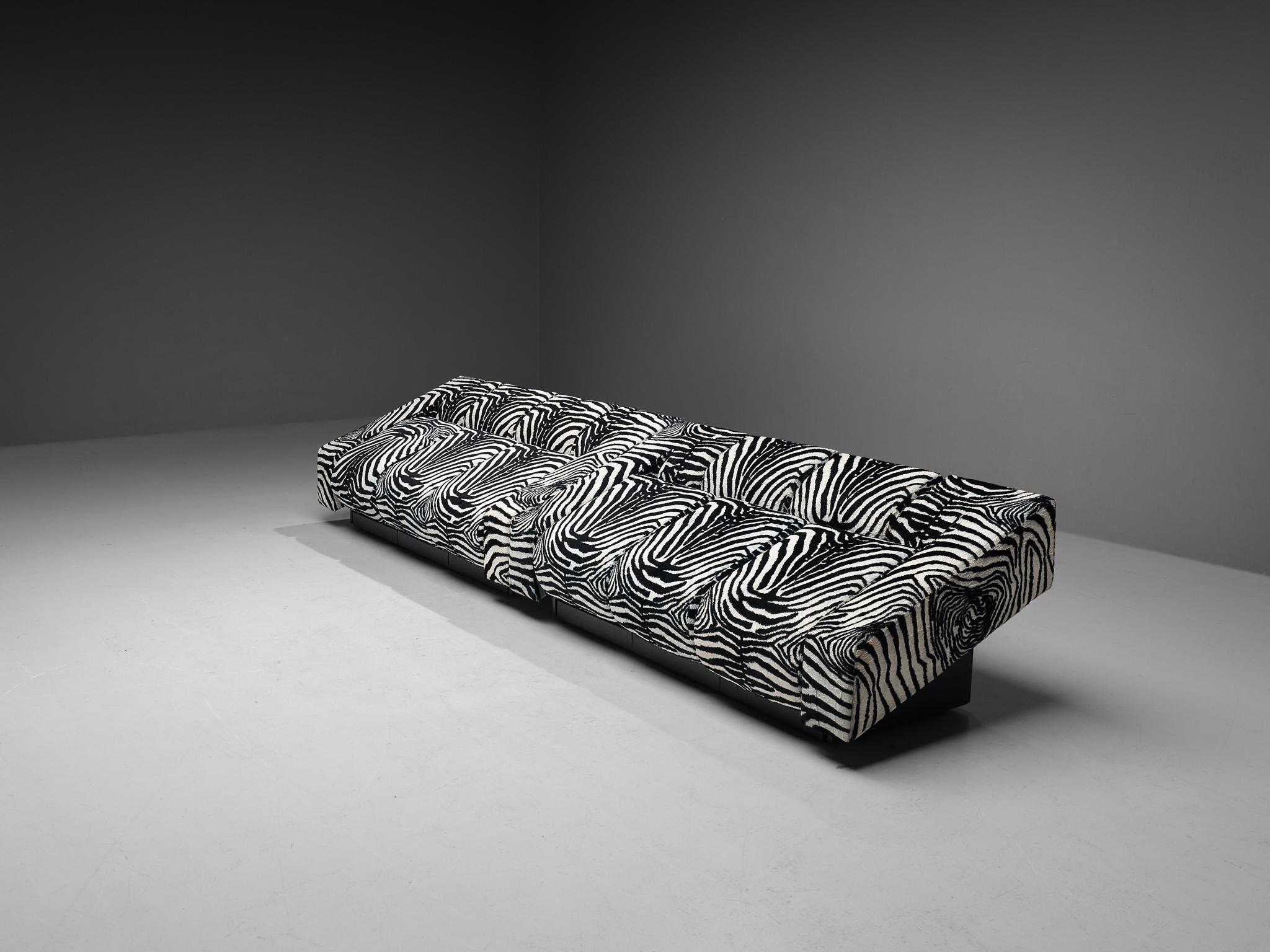 Mario Botta for Alias Pair of 'Obliqua' Sofa's in Zebra Print Upholstery  In Good Condition In Waalwijk, NL