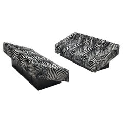 Mario Botta for Alias Pair of 'Obliqua' Sofa's in Zebra Print Upholstery
