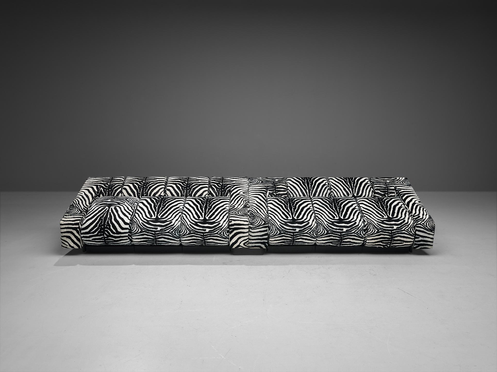 Mario Botta for Alias Pair of 'Obliqua' Sofas in Zebra Print Upholstery  For Sale 4