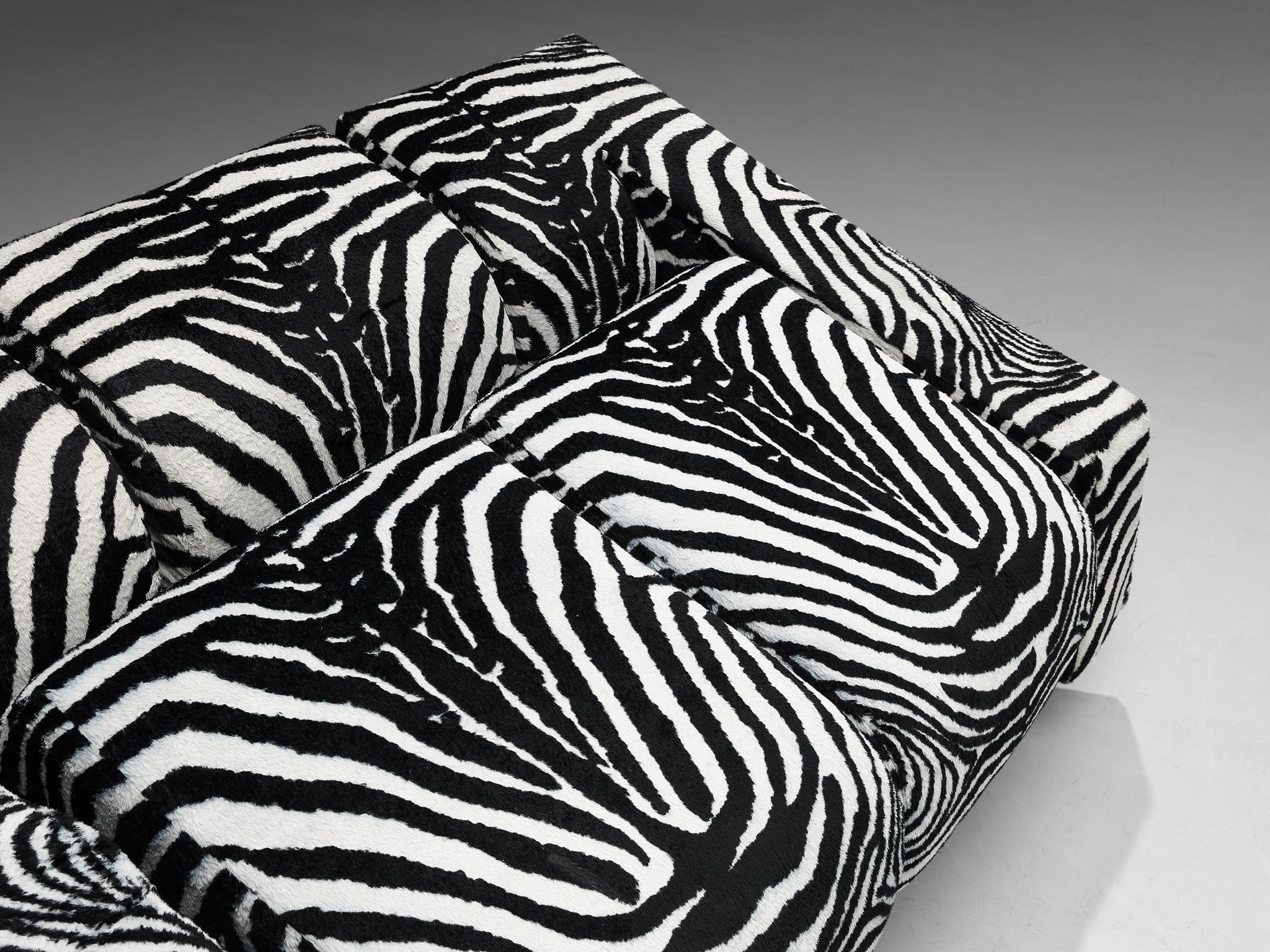 Mario Botta for Alias Pair of 'Obliqua' Sofas in Zebra Print Upholstery  For Sale 5