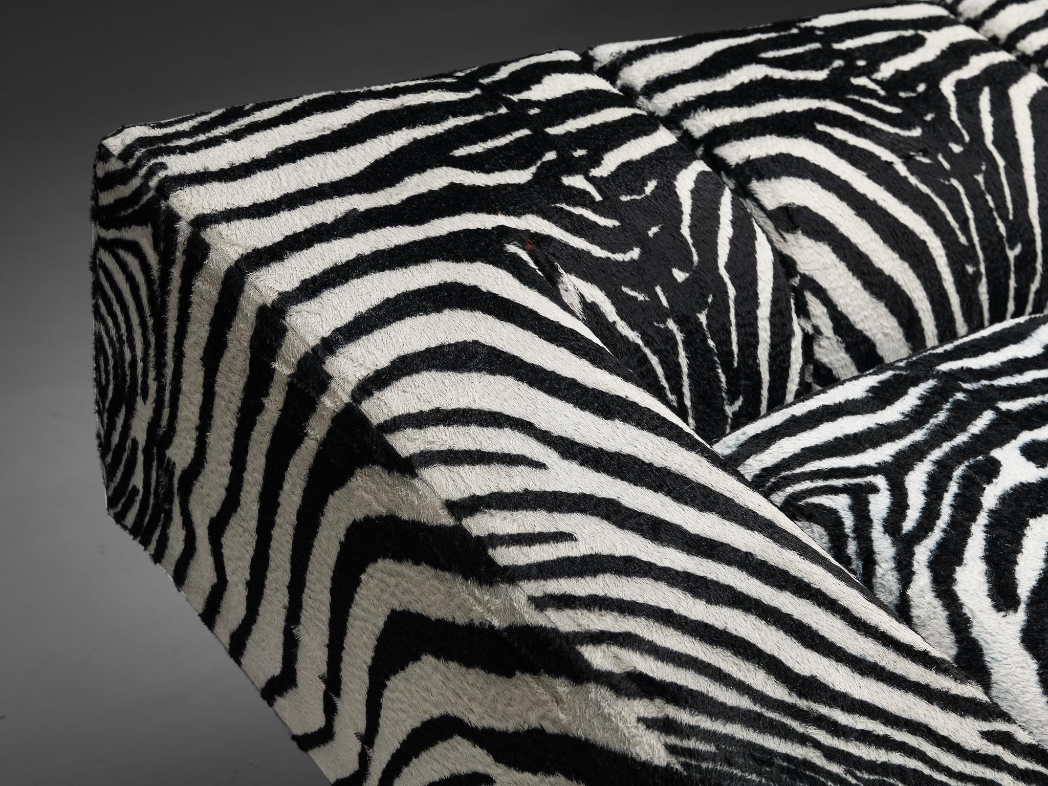 Mario Botta for Alias Pair of 'Obliqua' Sofas in Zebra Print Upholstery  For Sale 2