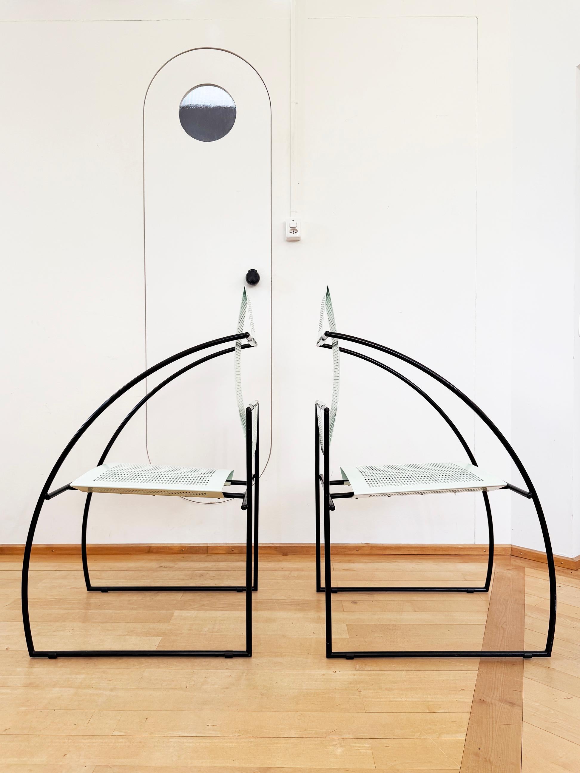 Mario Botta PAIR La Quinta Mint Green + Black Chairs Alias Switzerland 1985 2pc en vente 8