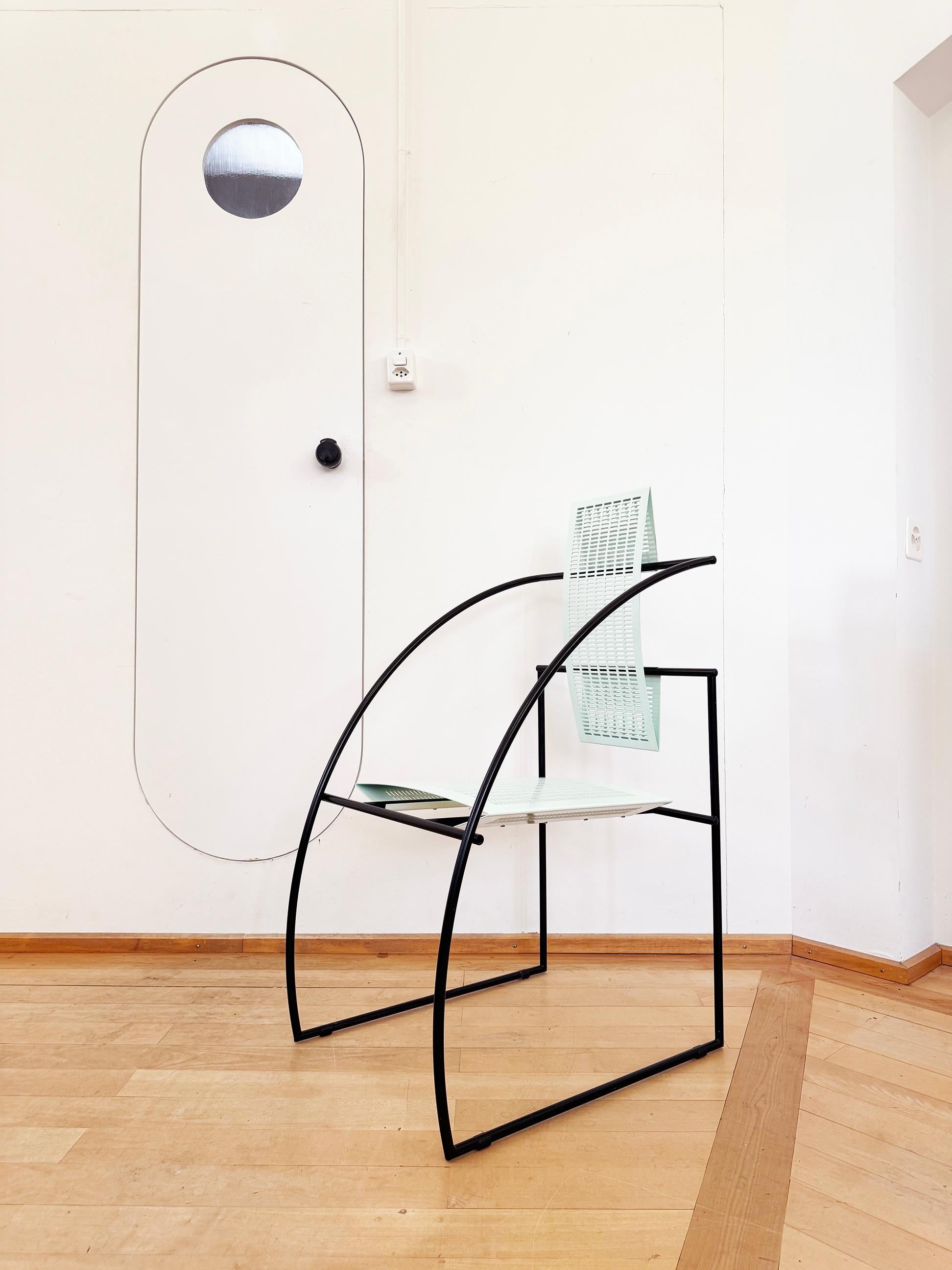 Mario Botta PAIR La Quinta Mint Green + Black Chairs Alias Switzerland 1985 2pc en vente 1