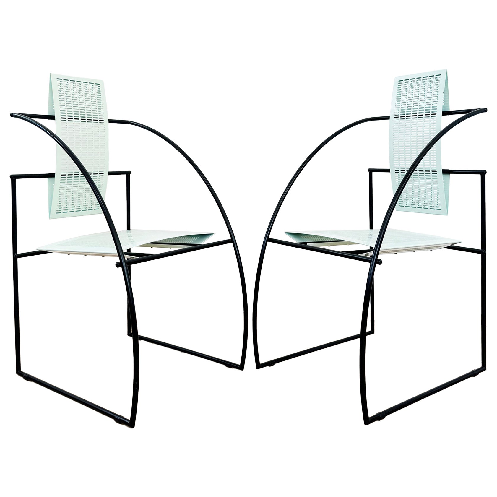 Mario Botta PAAR La Quinta Mintgrün + Schwarz Stühle Alias Schweiz 1985 2pc