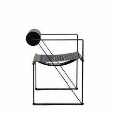 Mario Botta für Alias Schwarzer Metallstuhl 'Seconda 602', Italien 1980er
