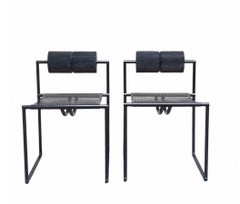 Mario Botta for Atlas, Pair of Black "Prima" Chairs, Italy, 1980s