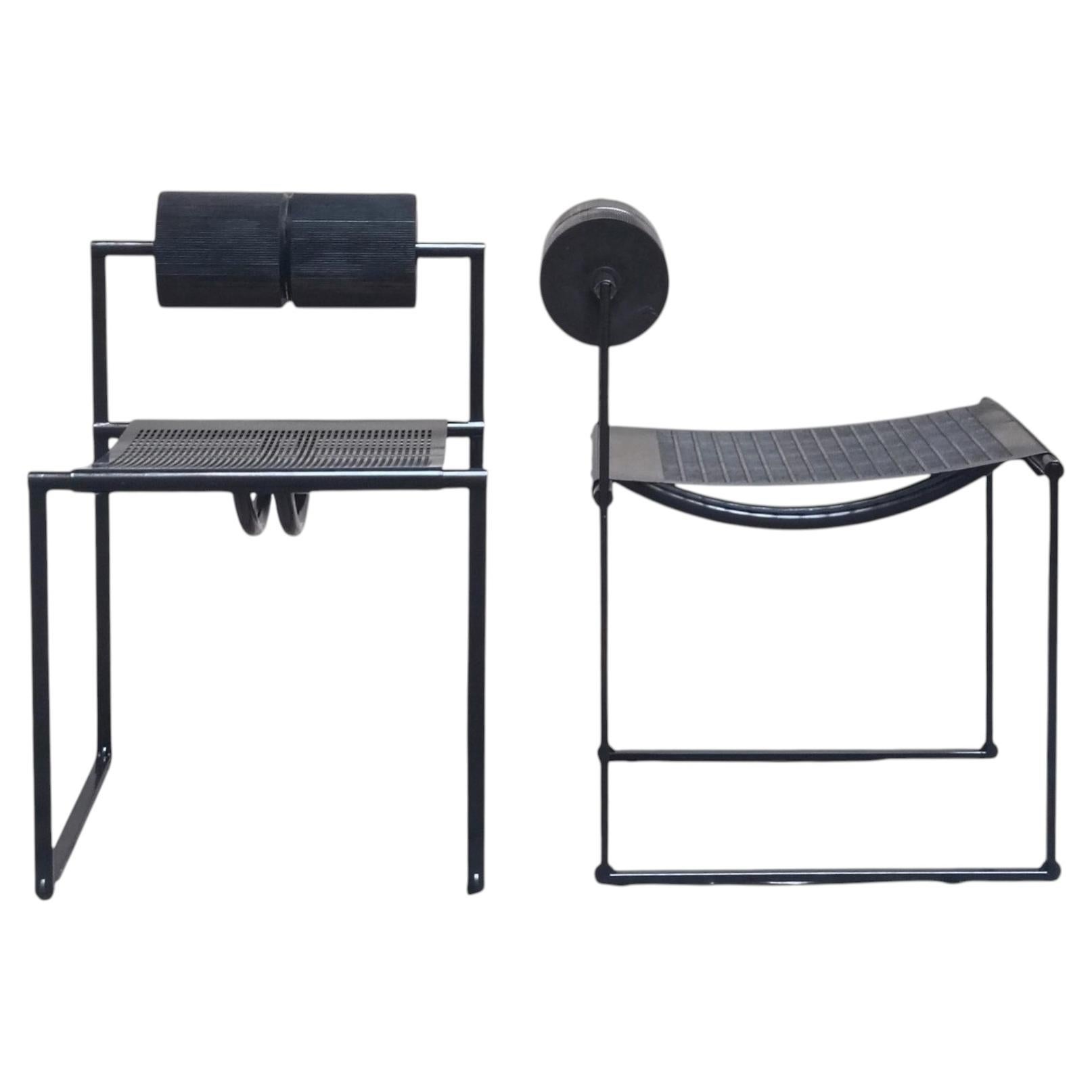 Mario Botta for Atlas, Pair of Black "Prima" Chairs, Italy, 1980s