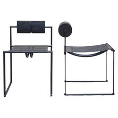 Mario Botta for Atlas, Pair of Black "Prima" Chairs, Italy, 1980s