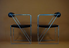 Mario Botta Rare chaises chromées Seconda rares d'Alisa, Italie, 1982