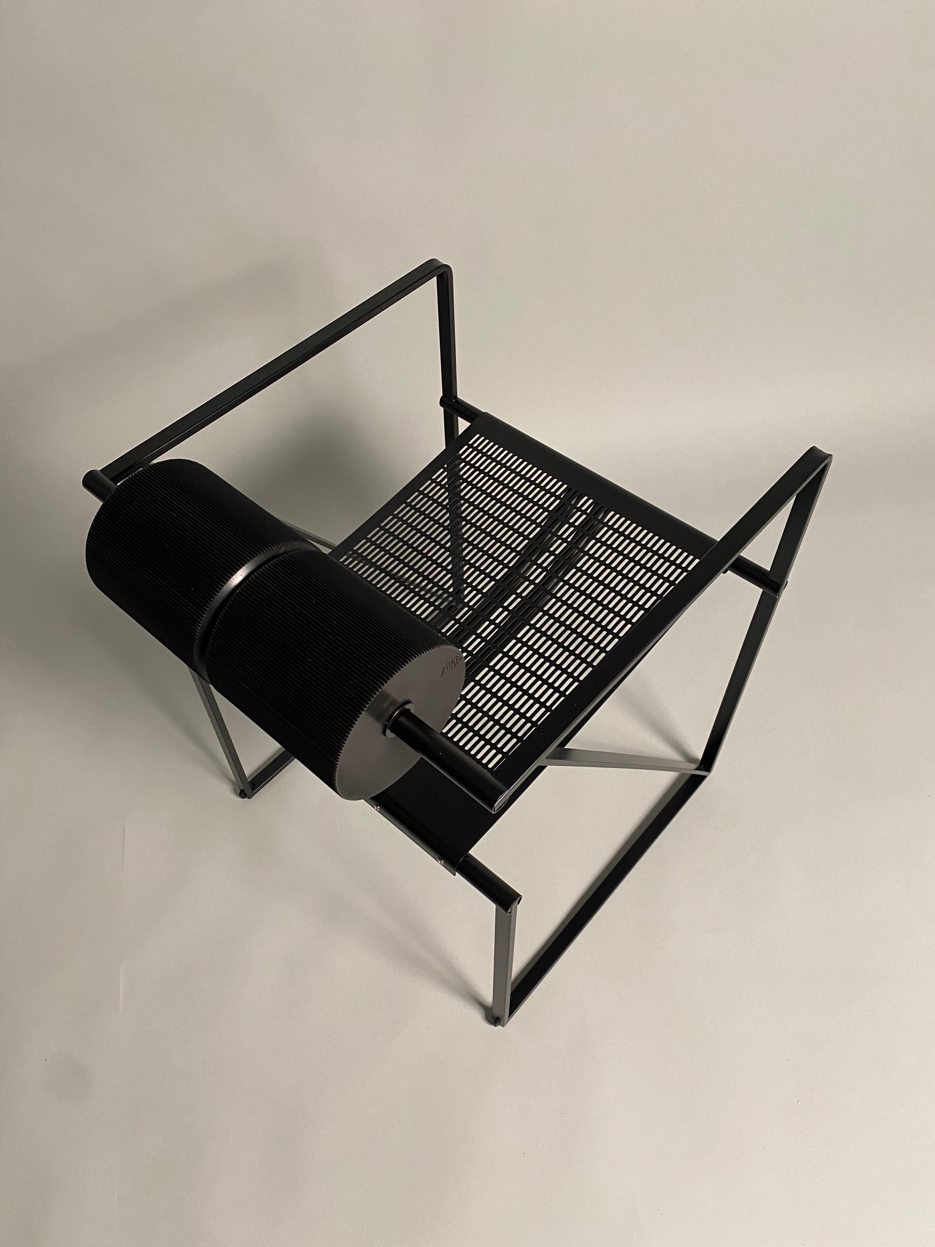 Lacquered Mario Botta, 'Seconda' Black Metal Chairs, Alias Mod. 602, 1980s For Sale
