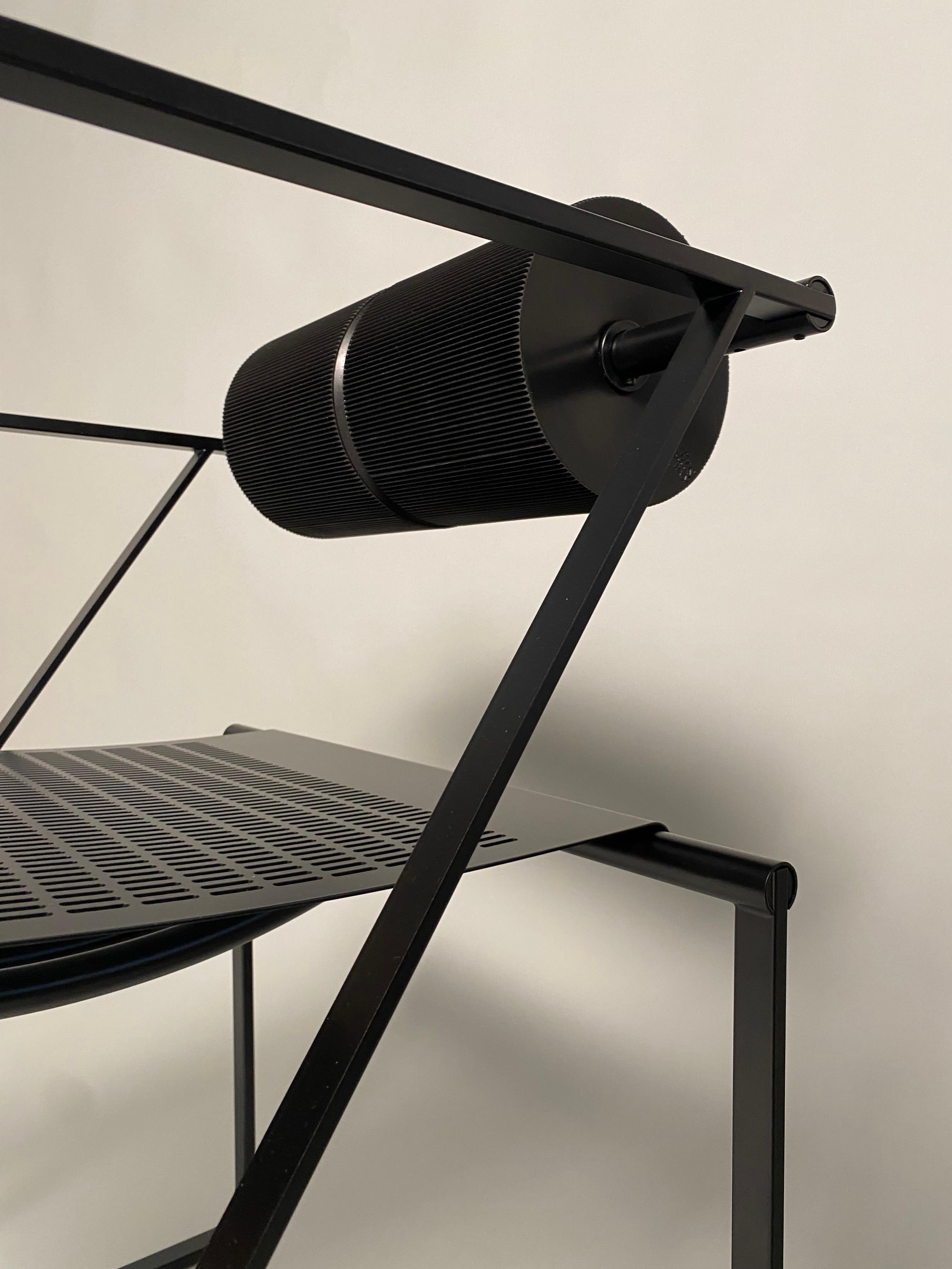 Late 20th Century Mario Botta, 'Seconda' Black Metal Chairs, Alias Mod. 602, 1980s For Sale