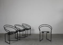 Mario Botta Set of Four 614 or La Tonda Chairs in Black Lacquered Steel by Alias