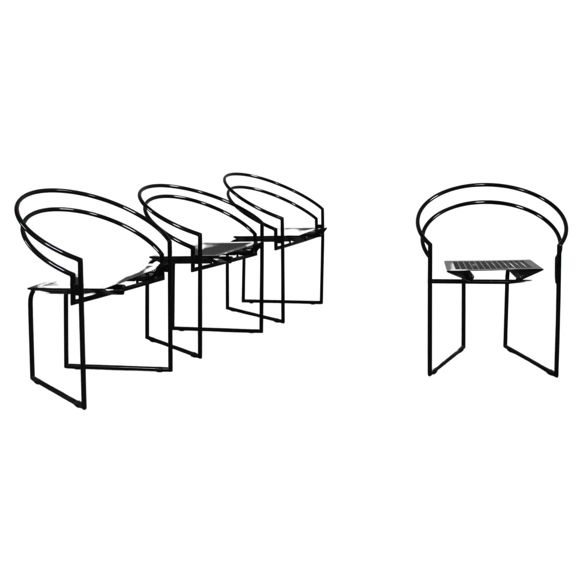 Mario Botta Set of Four La Tonda Chairs in Steel and Metal by Alias 1980s Italy