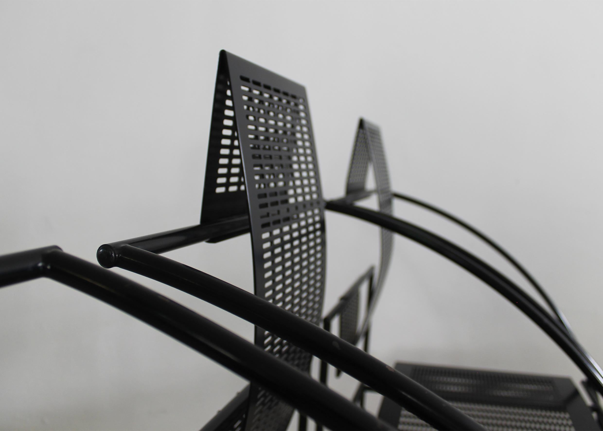 Mario Botta: Sechser-Set Quinta-Stühle 605 aus schwarz lackiertem Stahl von Alias, 1980  im Zustand „Gut“ im Angebot in Montecatini Terme, IT