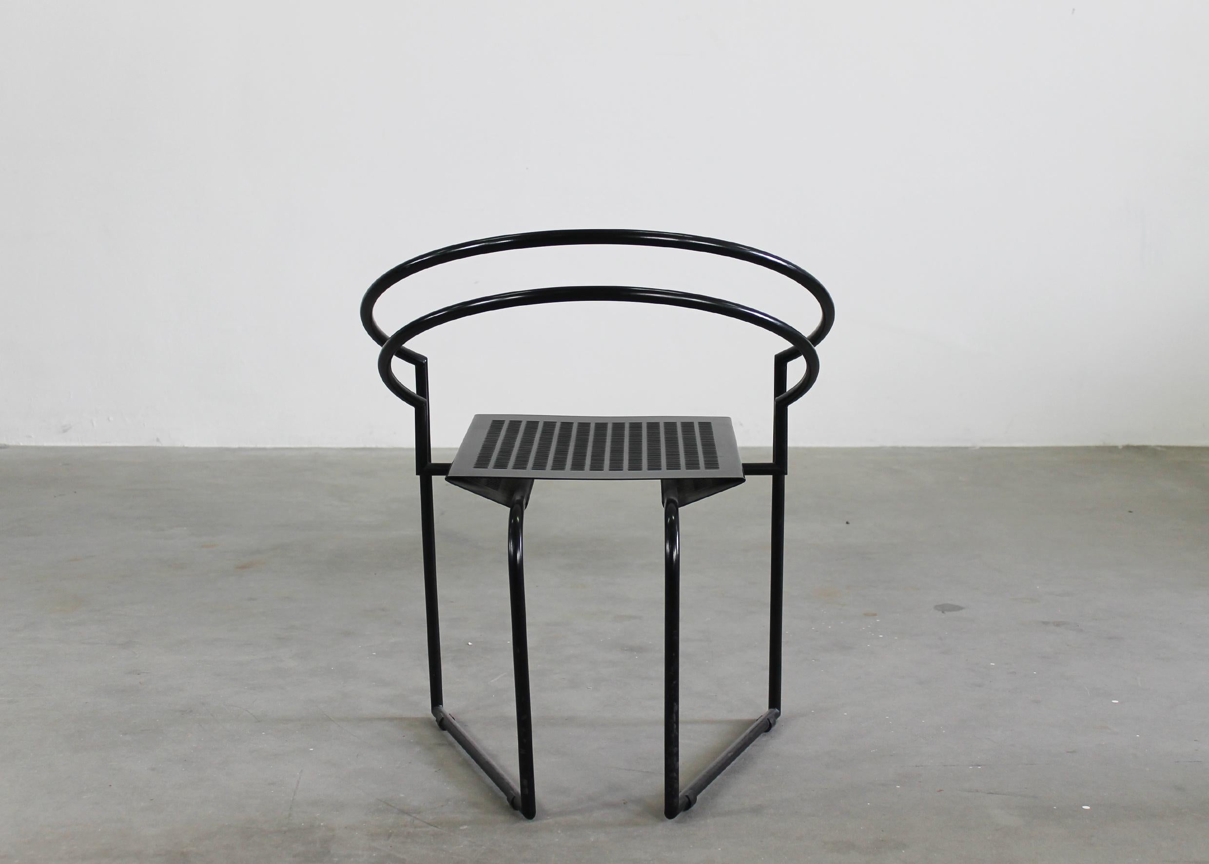 Mario Botta Set of Six La Tonda Chairs in Black Lacquered Metal by Alias 1980s For Sale 4