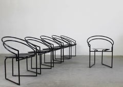 Mario Botta Set of Six La Tonda Chairs in Black Lacquered Metal by Alias 1980s