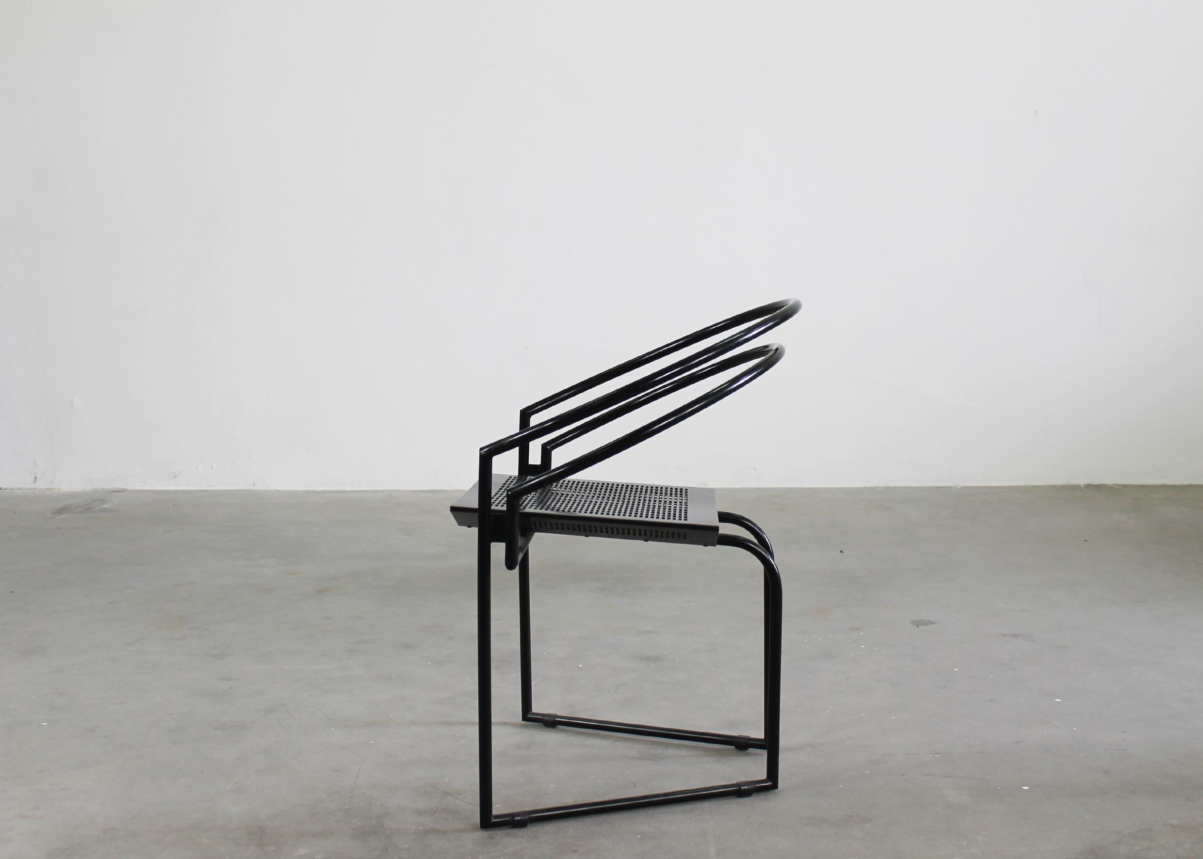 Mario Botta Set of Six La Tonda Chairs in Black Lacquered Metal by Alias 1980s For Sale 1
