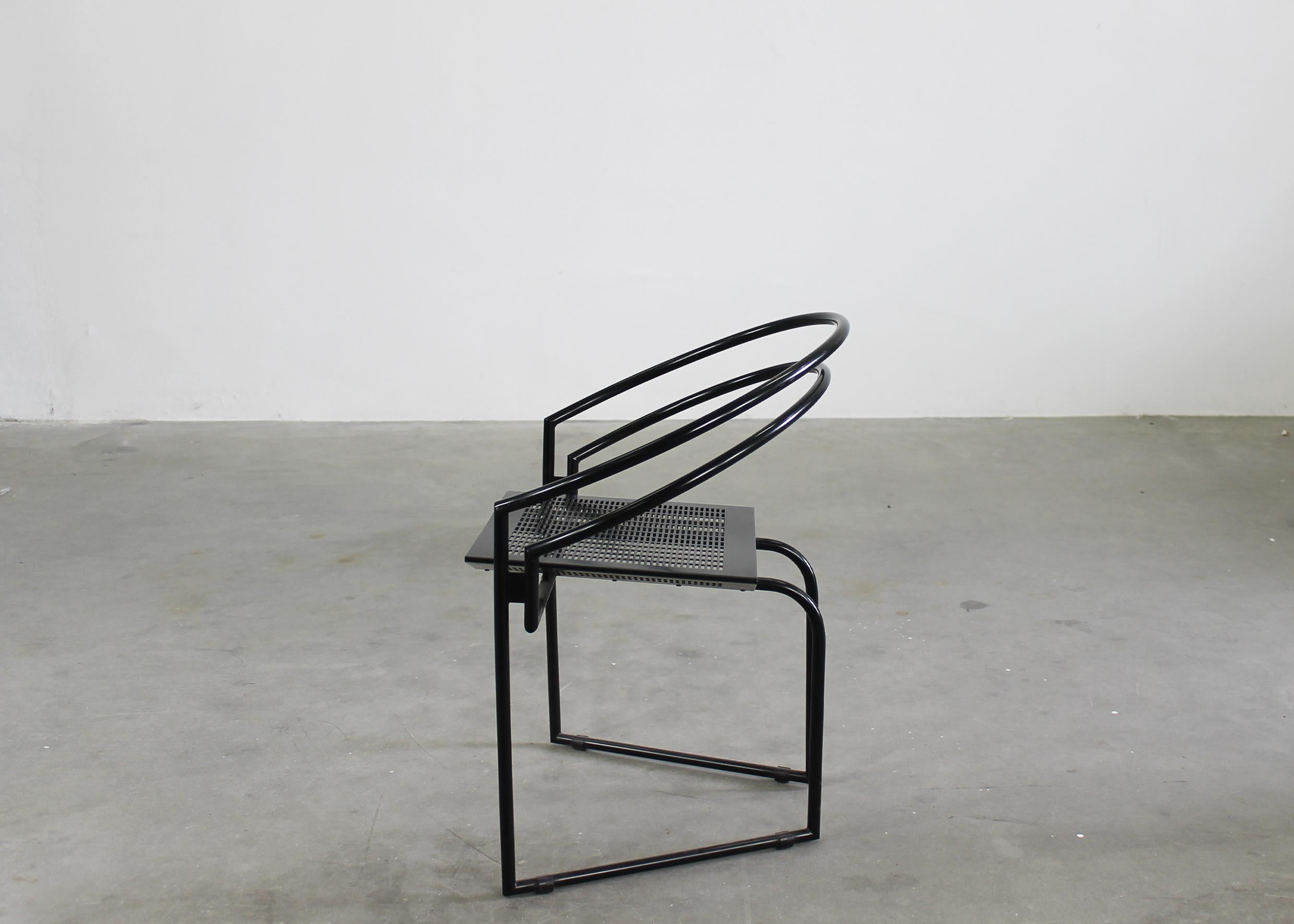 Mario Botta Set of Six La Tonda Chairs in Black Lacquered Metal by Alias 1980s For Sale 2