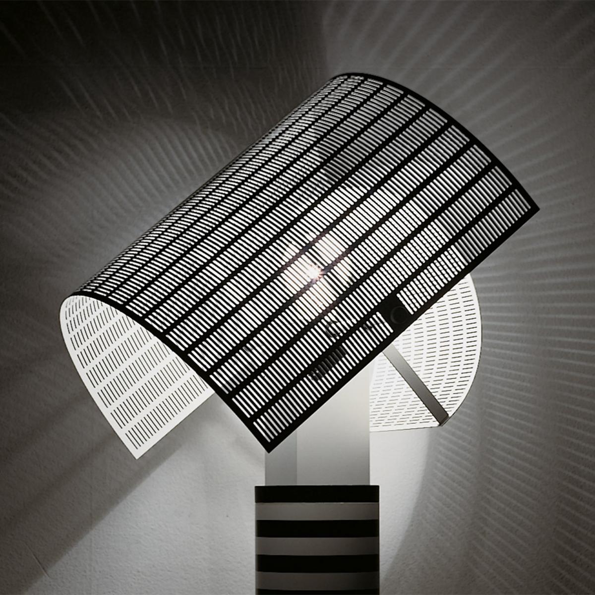 Mario Botta Shogun Table Lamp in black and white for Artemide, Italy For Sale 8