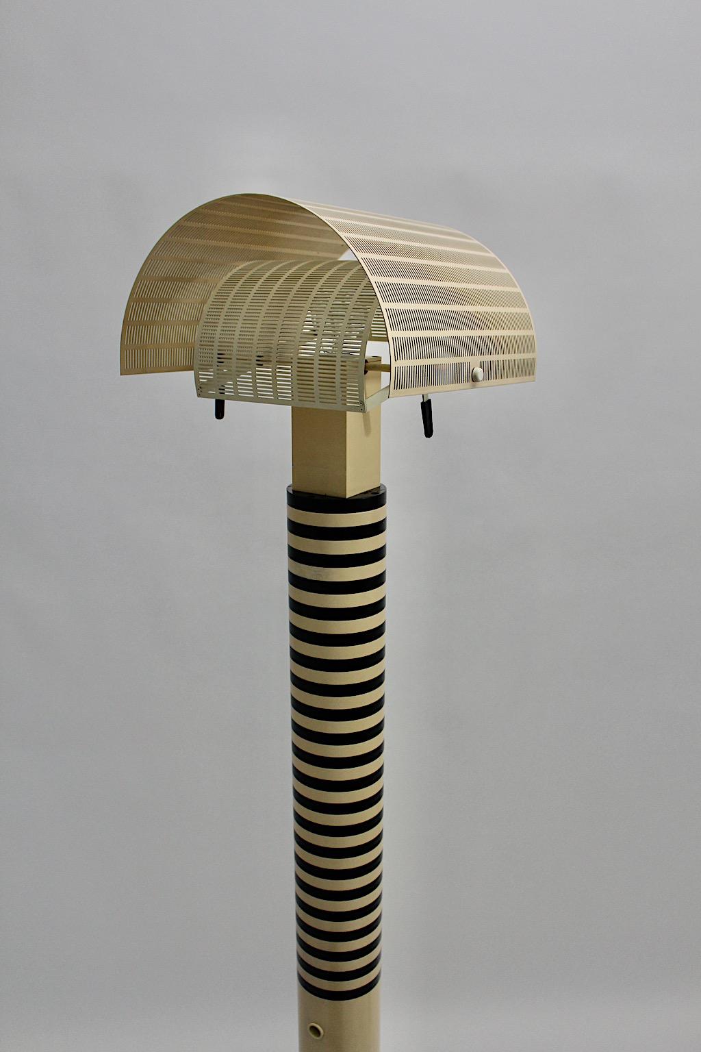 Mario Botta Vintage Black and Ivory Floor Lamp Shogun Terra 1980s Italy For Sale 2