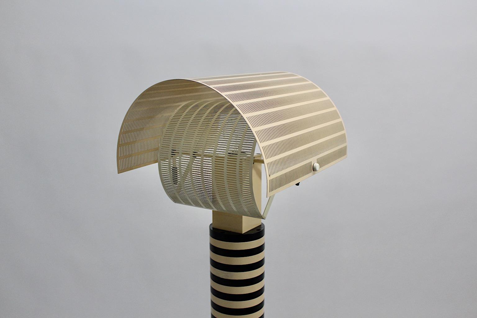 Mario Botta Vintage Black and Ivory Floor Lamp Shogun Terra 1980s Italy For Sale 7