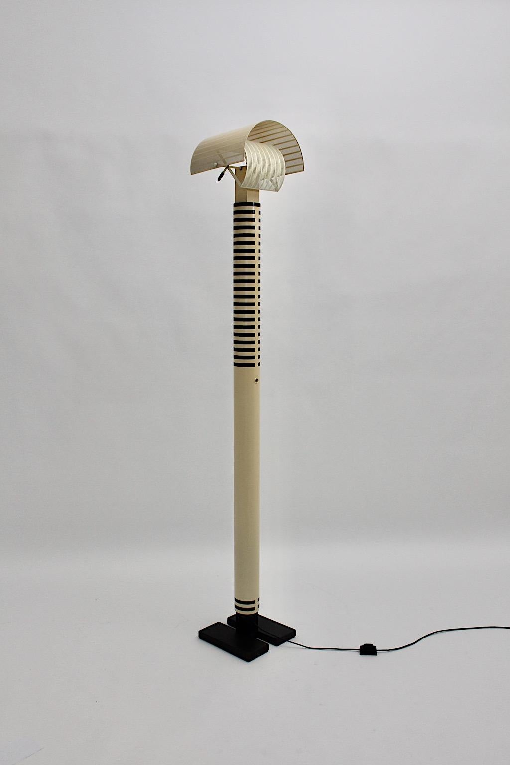 Modern Mario Botta Vintage Black and Ivory Floor Lamp Shogun Terra 1980s Italy For Sale