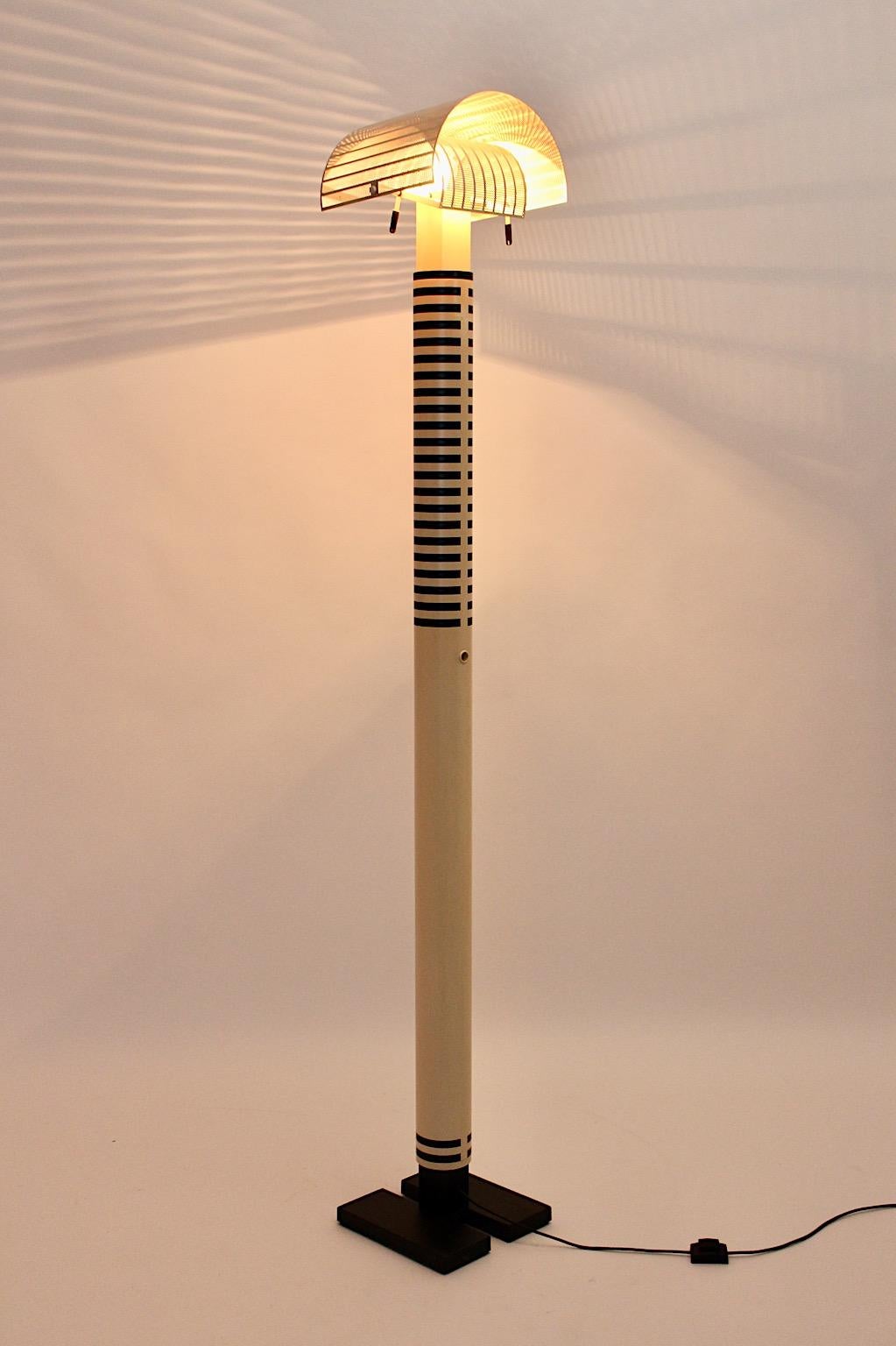 Italian Mario Botta Vintage Black and Ivory Floor Lamp Shogun Terra 1980s Italy For Sale