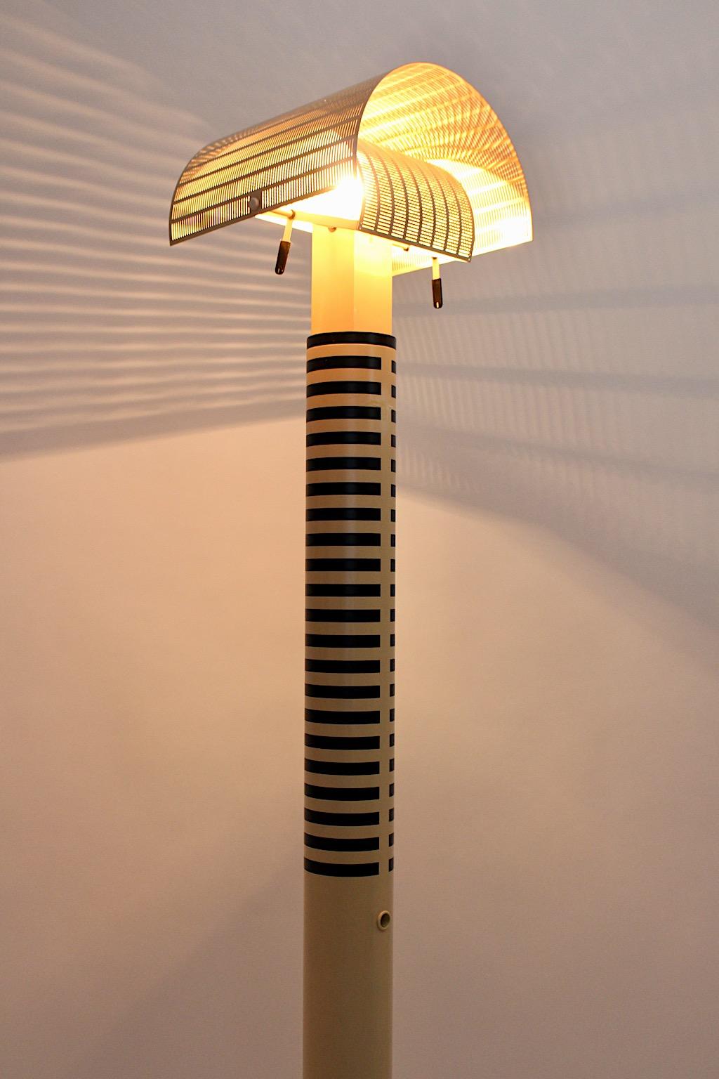 20th Century Mario Botta Vintage Black and Ivory Floor Lamp Shogun Terra 1980s Italy For Sale