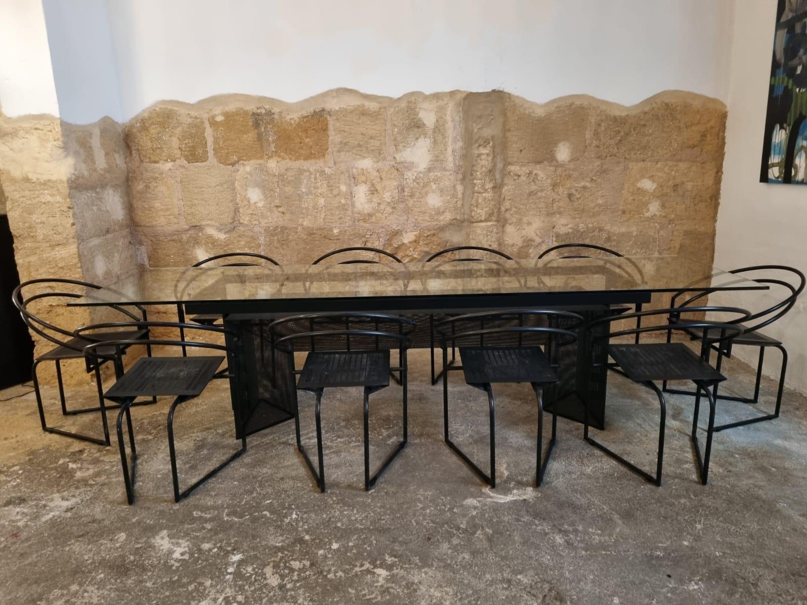 Italian Mario Botta Vintage Dining Table & 10x Chairs Set for Alias, Italy, 1980s For Sale