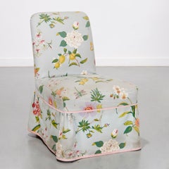Silla Slipper de Mario Buatta en tejido floral - Barbara J. Walters Estate
