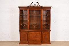 Mario Buatta for John Widdicomb Georgian Carved Mahogany Breakfront Bookcase