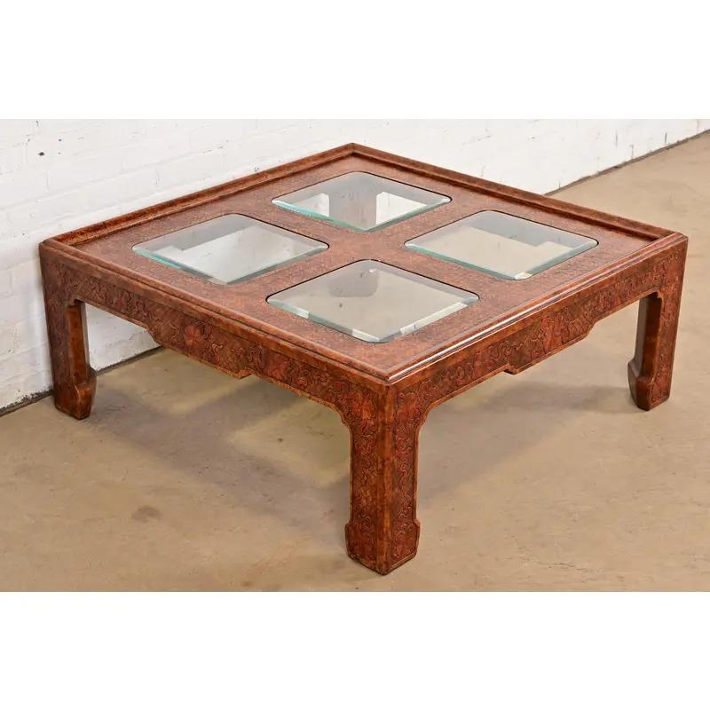 Américain Mario Buatta pour John Widdicomb Table basse Chinoiserie Hollywood Regency en vente