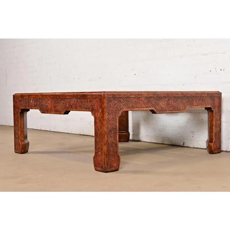 Verre Mario Buatta pour John Widdicomb Table basse Chinoiserie Hollywood Regency en vente