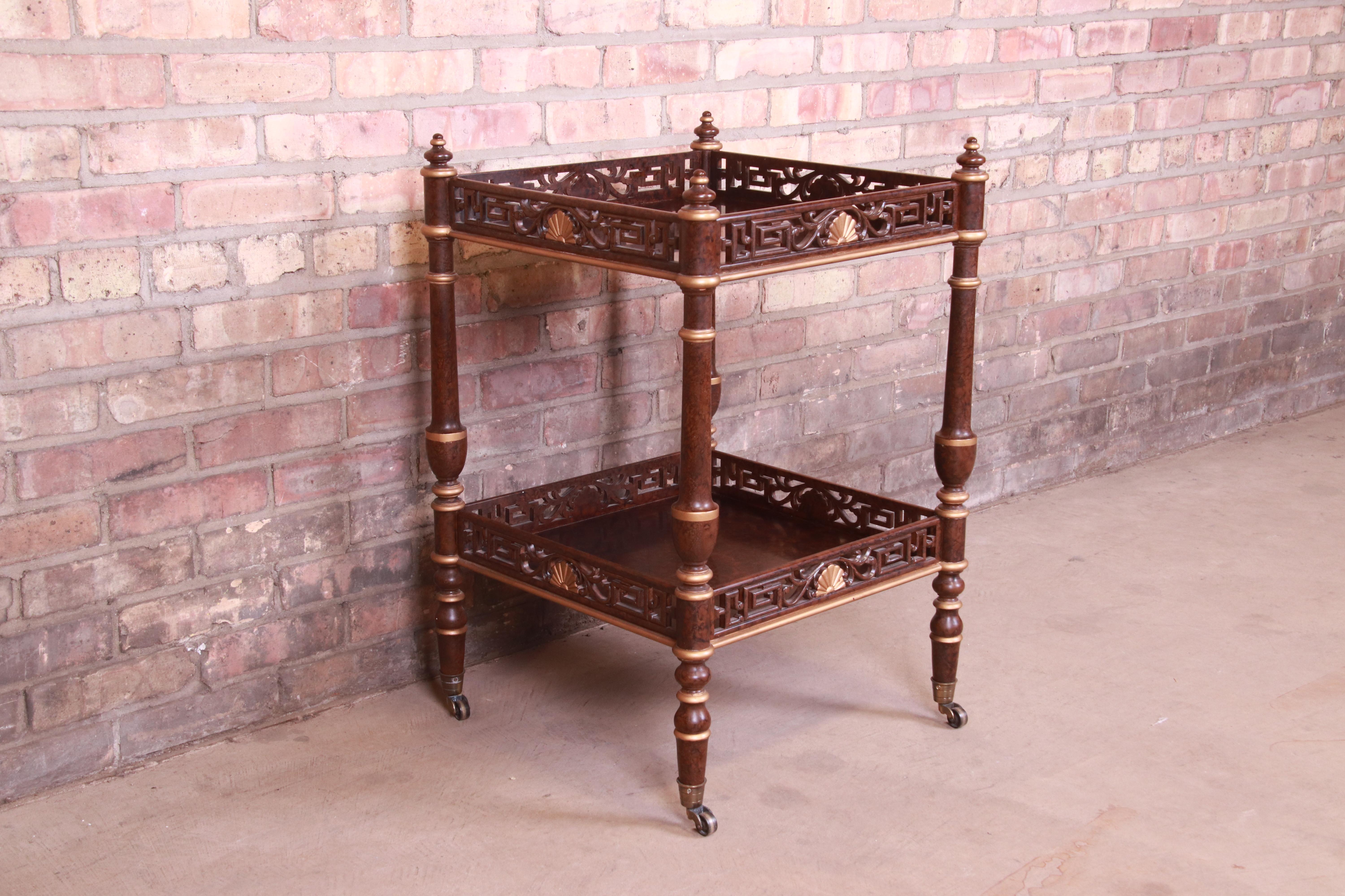 Wood Mario Buatta for John Widdicomb Hollywood Regency Chinoiserie Two-Tier Tea Table