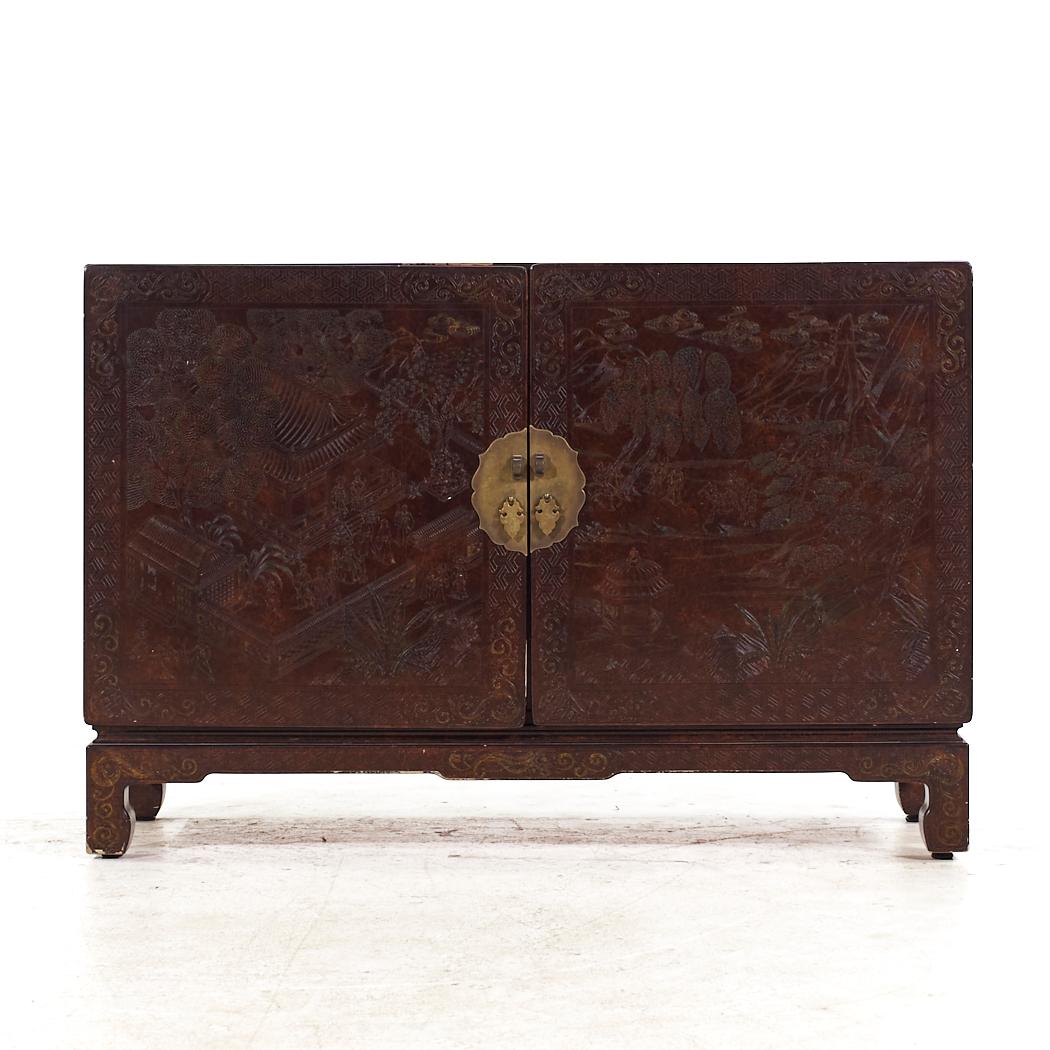 Mario Buatta for John Widdicomb Mid Century Chinoiserie Credenza

This credenza measures: 48 wide x 17 deep x 32.5 inches high

All pieces of furniture can be had in what we call restored vintage condition. That means the piece is restored upon