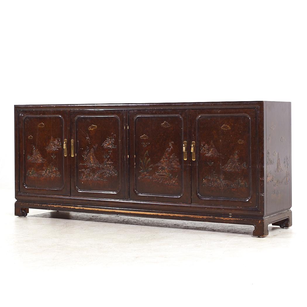 Mid-Century Modern Mario Buatta for John Widdicomb Mid Century Chinoiserie Credenza For Sale