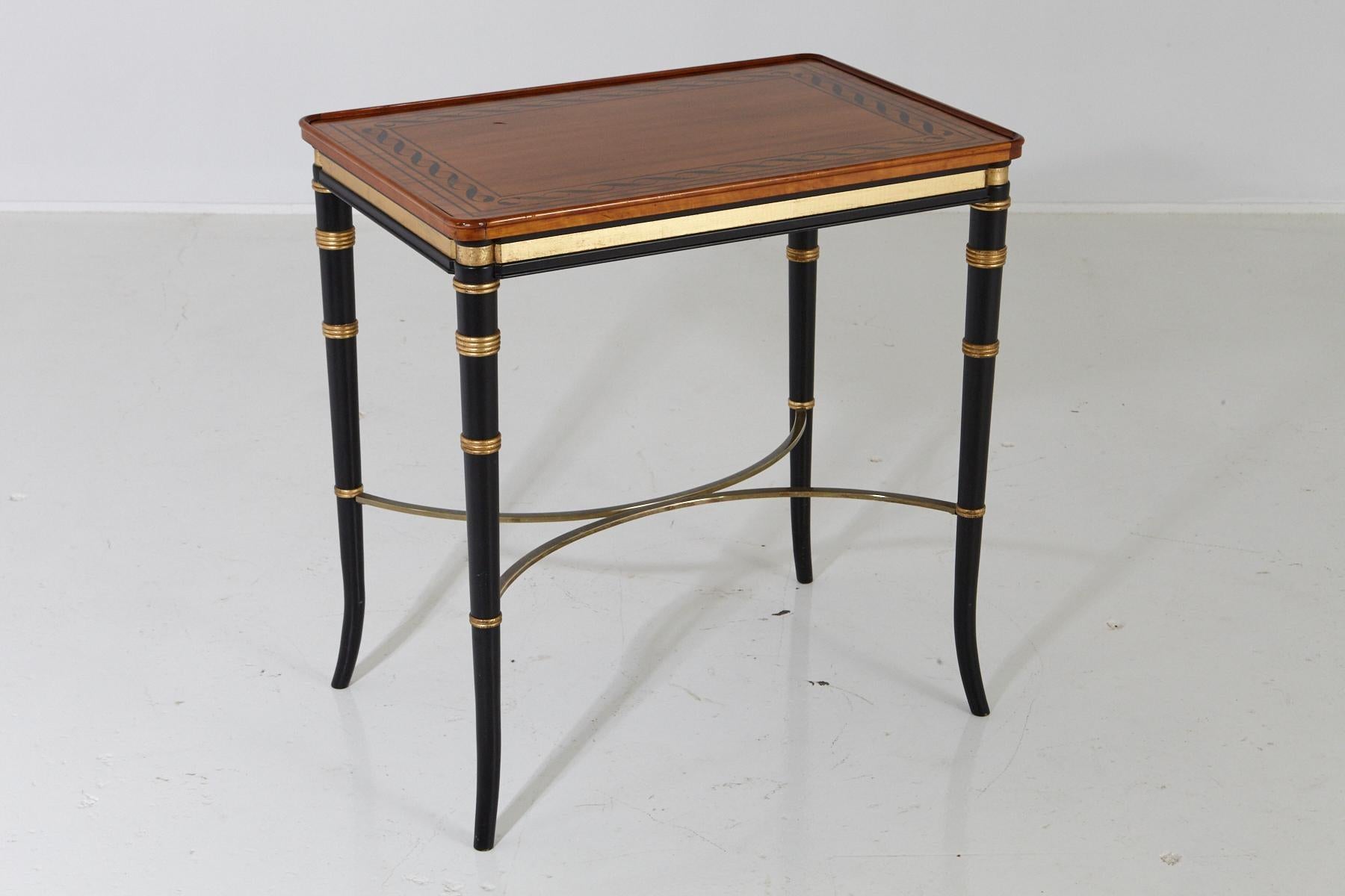 American Mario Buatta for John Widdicomb Regency Style Ebonized End Table For Sale