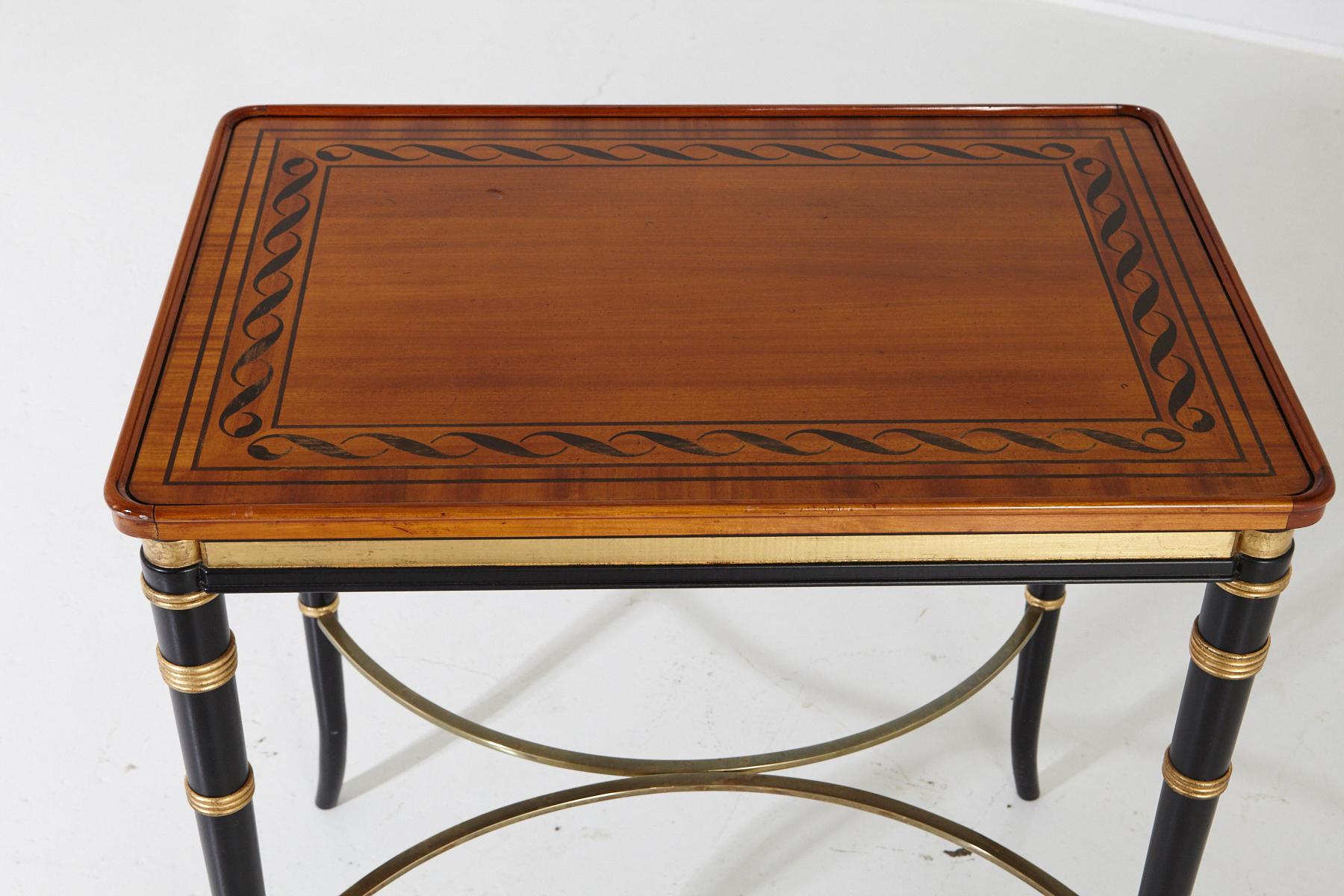 Wood Mario Buatta for John Widdicomb Regency Style Ebonized End Table For Sale