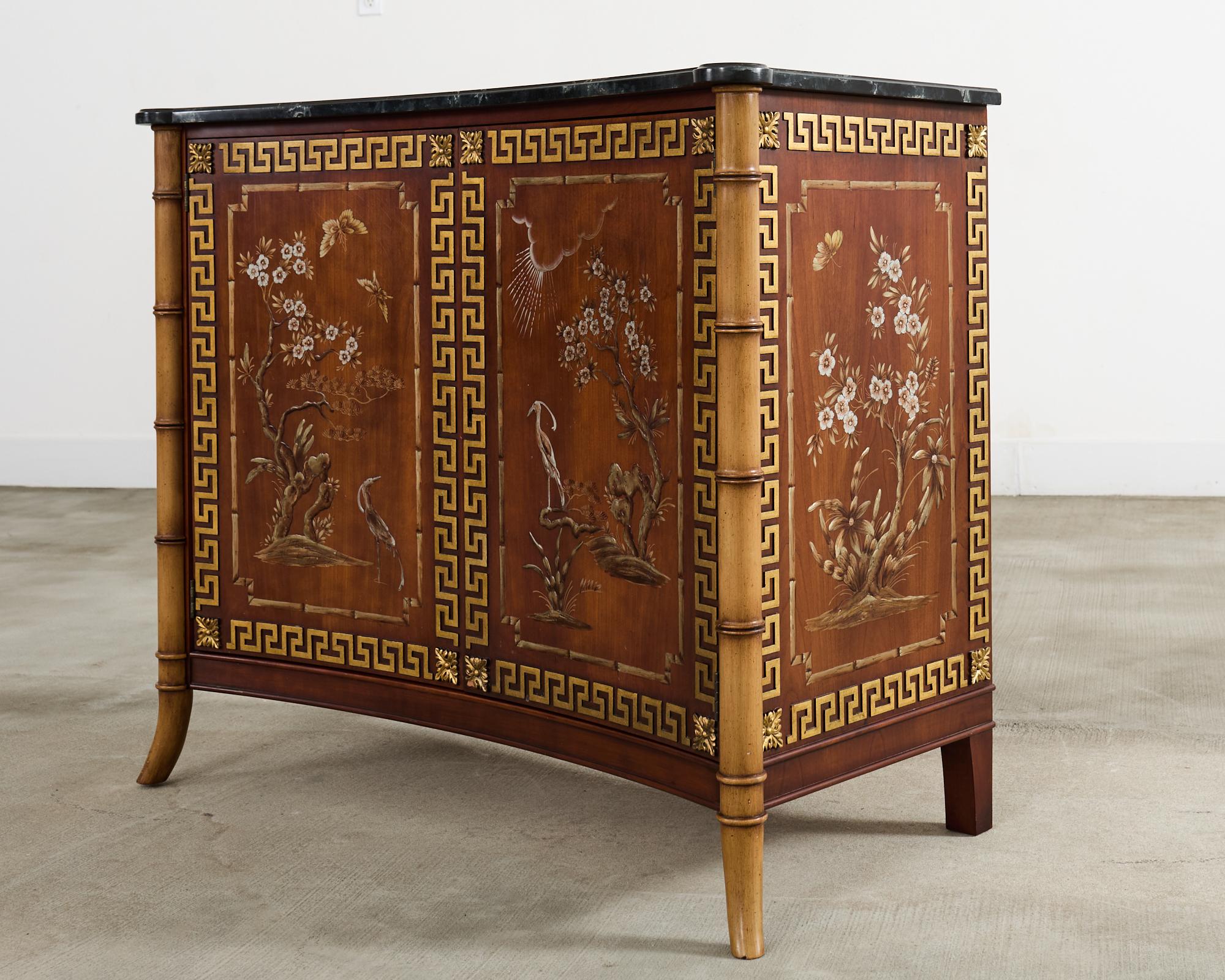 American Mario Buatta for Widdicomb Chinoiserie Decorated Server Cabinet