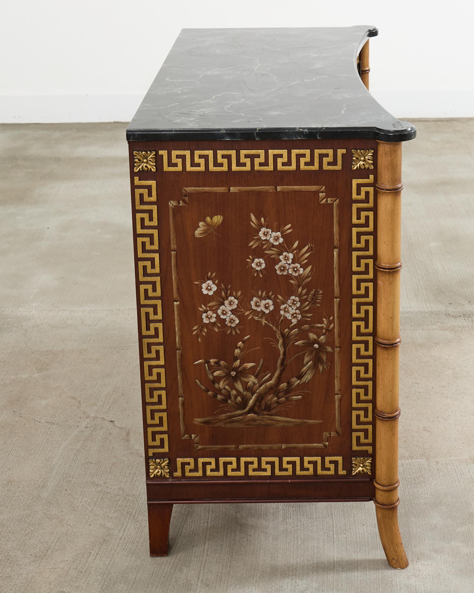 Hand-Crafted Mario Buatta for Widdicomb Chinoiserie Decorated Server Cabinet