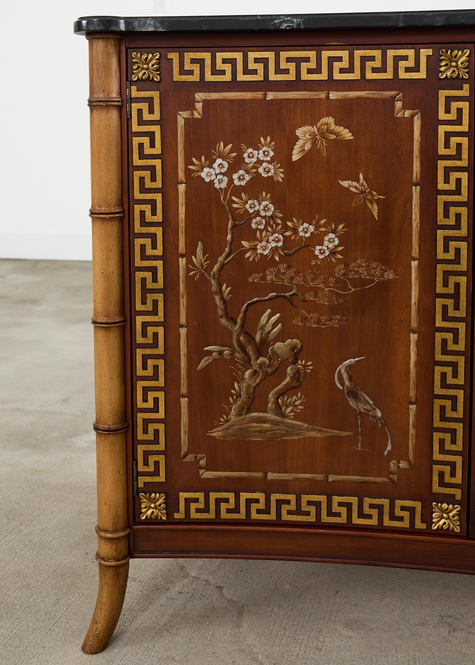 20th Century Mario Buatta for Widdicomb Chinoiserie Decorated Server Cabinet