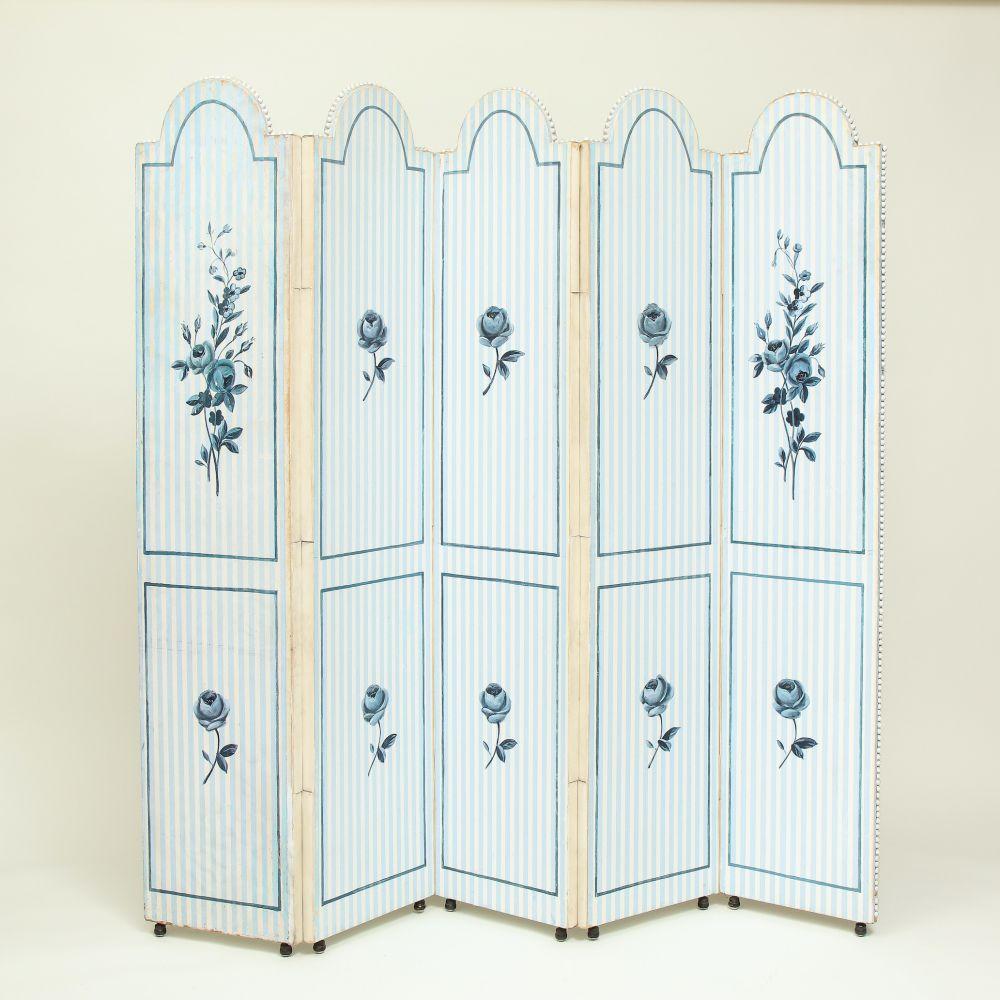 Mario Buatta - Hand-Painted Five Panel Screen  For Sale 7