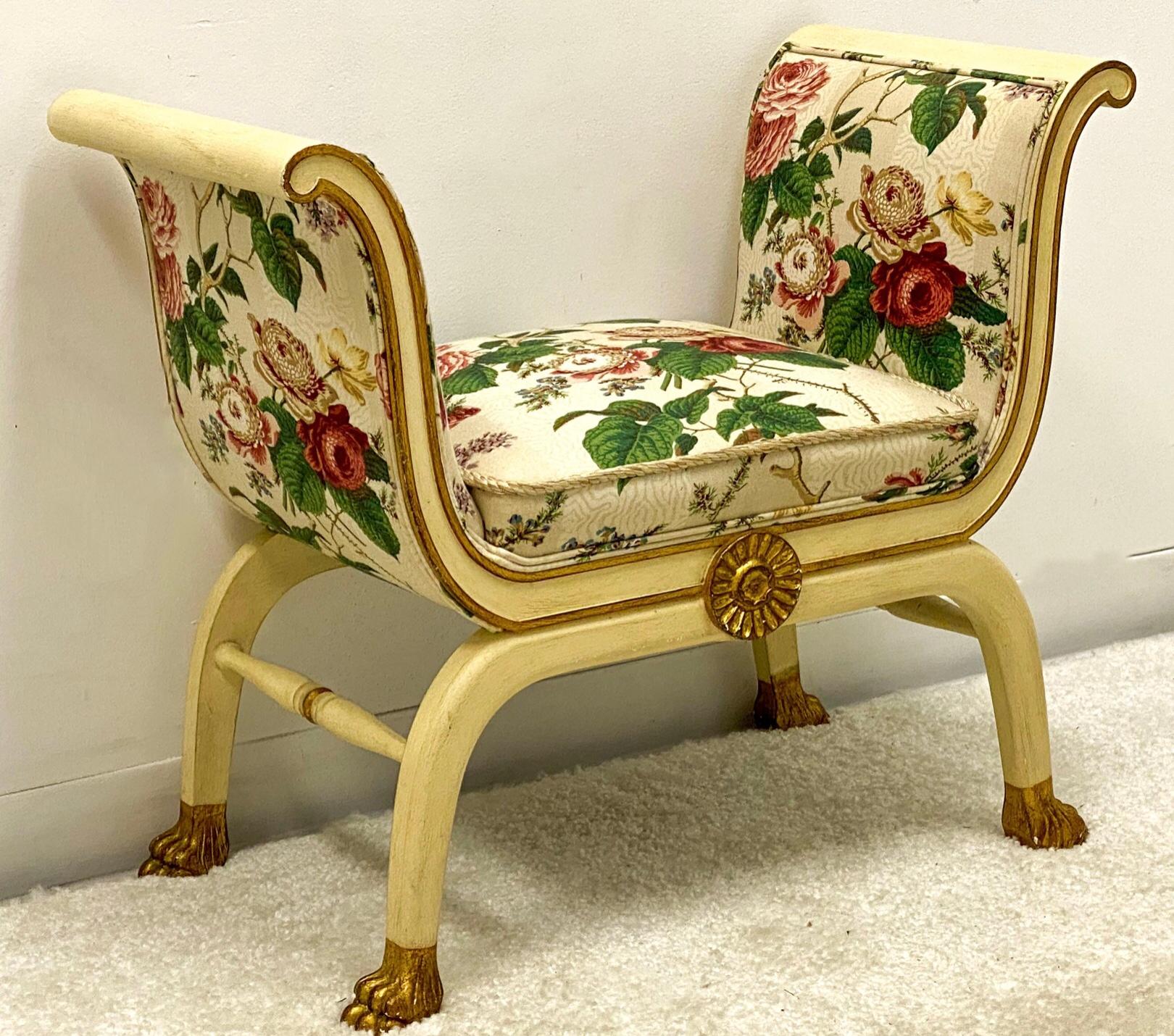 American Mario Buatta Style Chintz Benches by Schumacher, a Pair