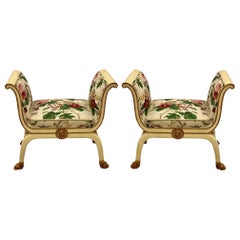 Mario Buatta Style Chintz Benches by Schumacher, a Pair