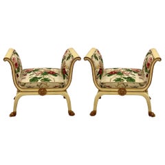 Mario Buatta Style Chintz Benches by Schumacher, a Pair