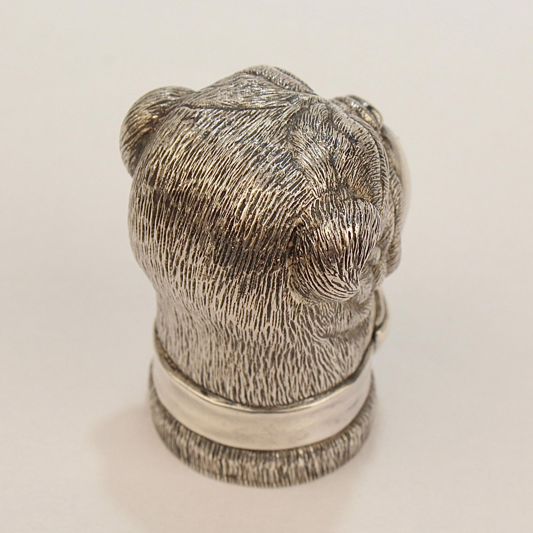 Mario Buatta's Kieselstein-Cord Dedicated Sterling Silver Bulldog Paperweight In Good Condition In Philadelphia, PA