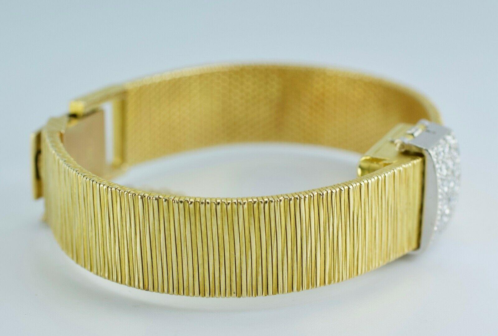 Mario Mario Buccellati Armband aus 14 Karat Gelbgold mit weißem, rundem Diamantbezug Uhr Damen