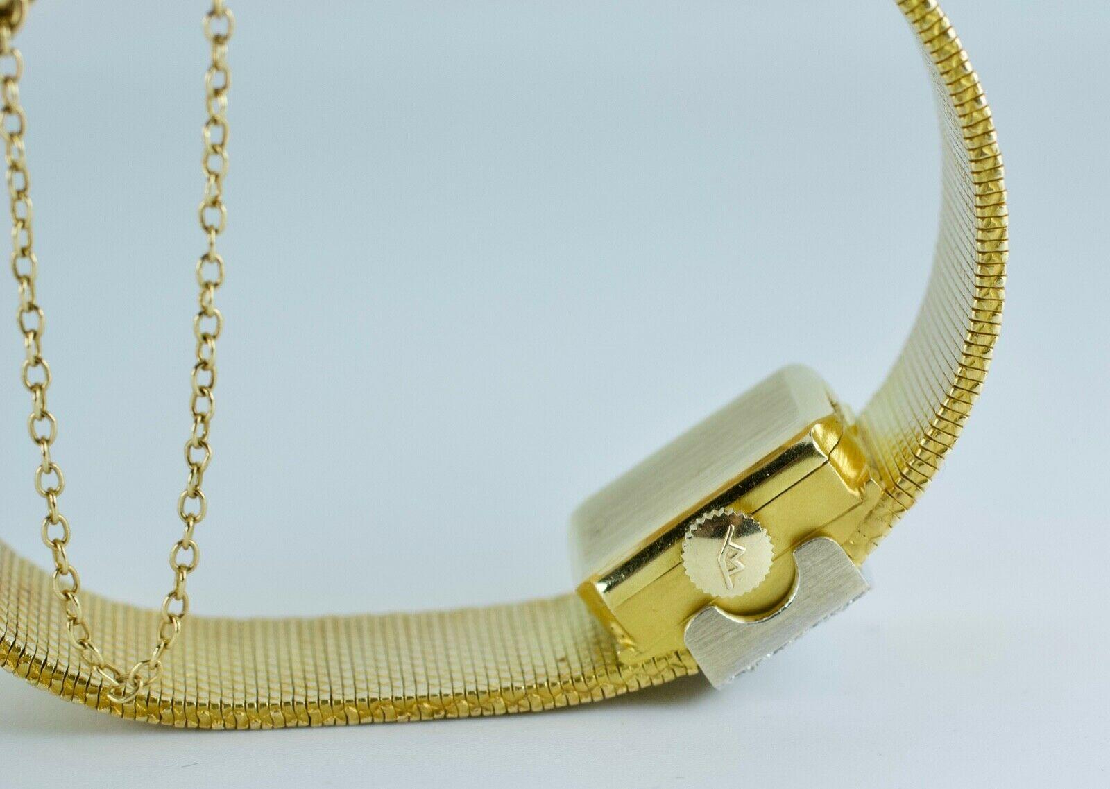 Mario Buccellati 14k Yellow Gold Bracelet with White Round Diamond Cover Watch 3